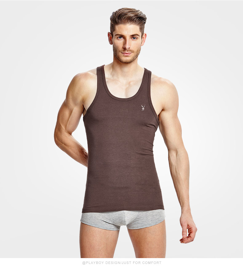 Playboy Nam Vest Cotton Thanh Niên Thoáng Khí Slim Fit Thể Dục Thể Thao Đáy Áo Hurdle Mùa Hè