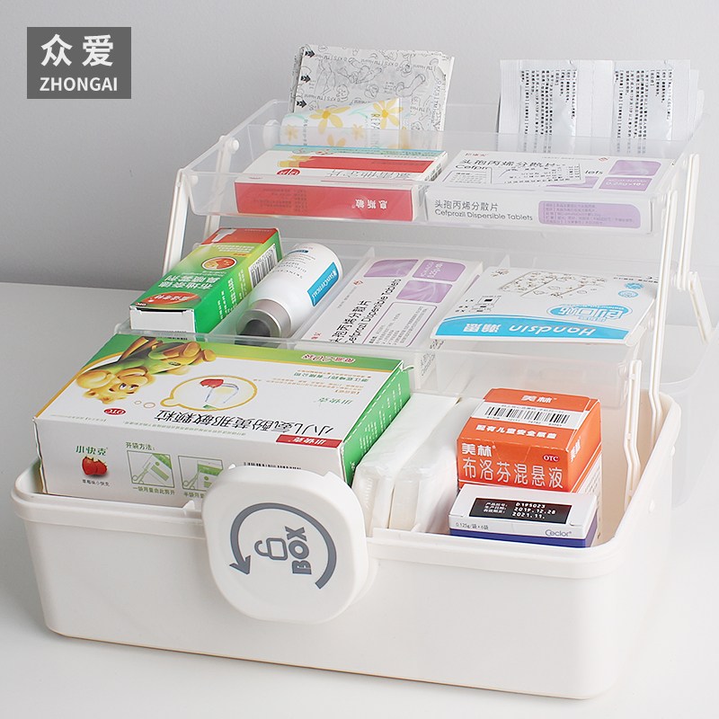 Japanese-style medicine box household large-capacity medicine box storage box large first aid box family full set of emergency small medicine box