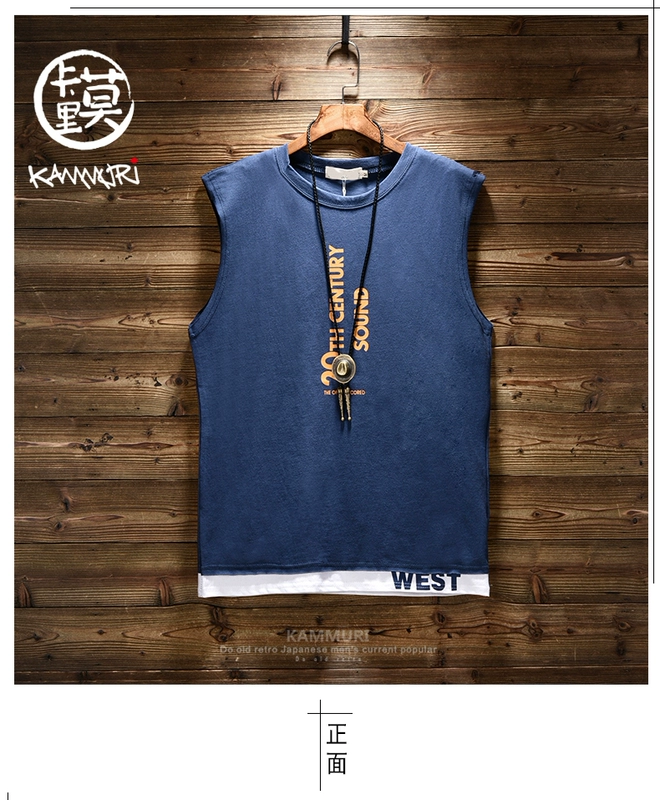 Áo vest nam mùa hè 2019 mới không tay xu hướng áo thun xuồng Hàn Quốc phiên bản chữ in hoa cotton trẻ trung - Áo vest cotton vest trung niên