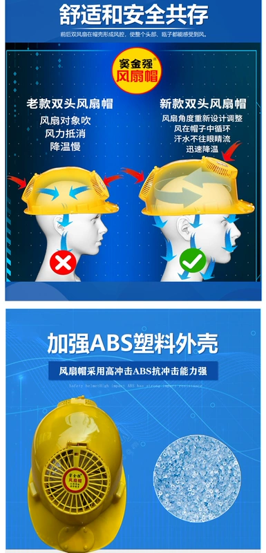 Dou Jinqiang có thể sạc lại tích hợp đầy đủ mũ quạt chống nước mùa hè phía trước và phía sau mũ quạt đôi mũ sạc =