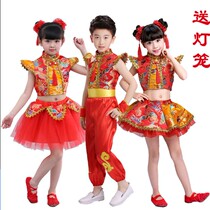 New Years Day Childrens Red Lantern Performance Costume Kindergarten Festive Open Door Red Dance Suit Zhang Lights Men and Womens Childrens Fashion