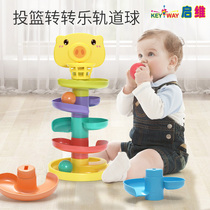 Baby baby toys educational early childhood education stacked shooting track turn music toys 0-2 years old Rolling Ball Tower 6 months