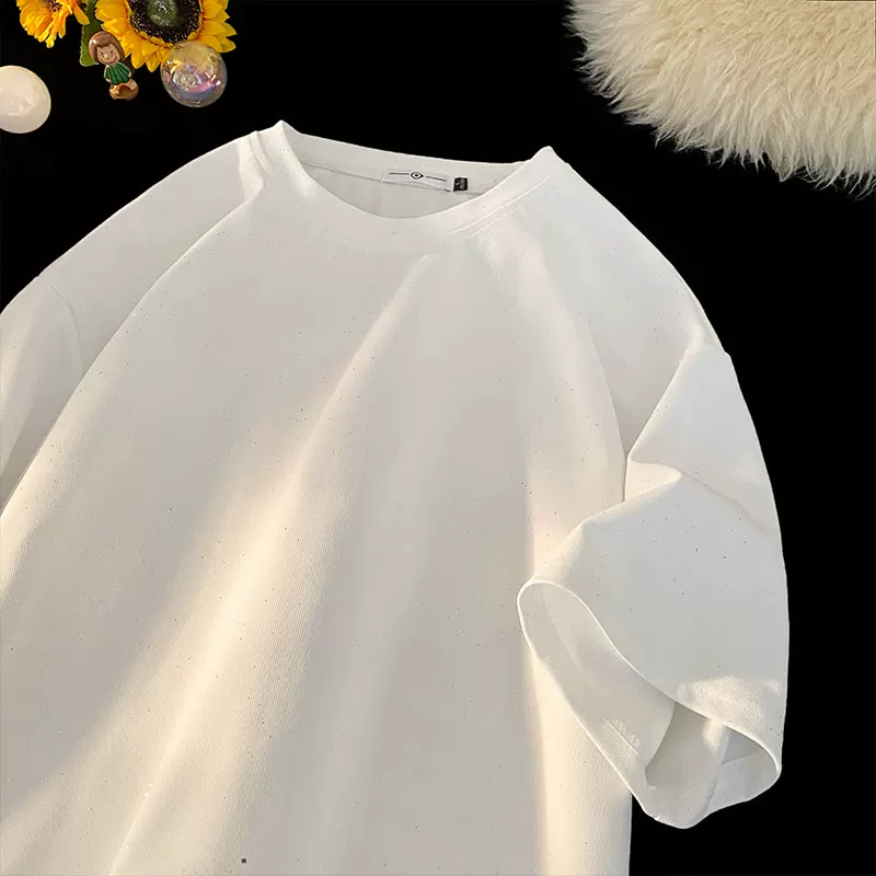 Шелковая дышащая футболка с коротким рукавом и круглым воротником, oversize, для подростков