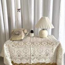 ins wind girls heart white square lace side French style retro table cloth bed head cabinet geb tea table dining mat