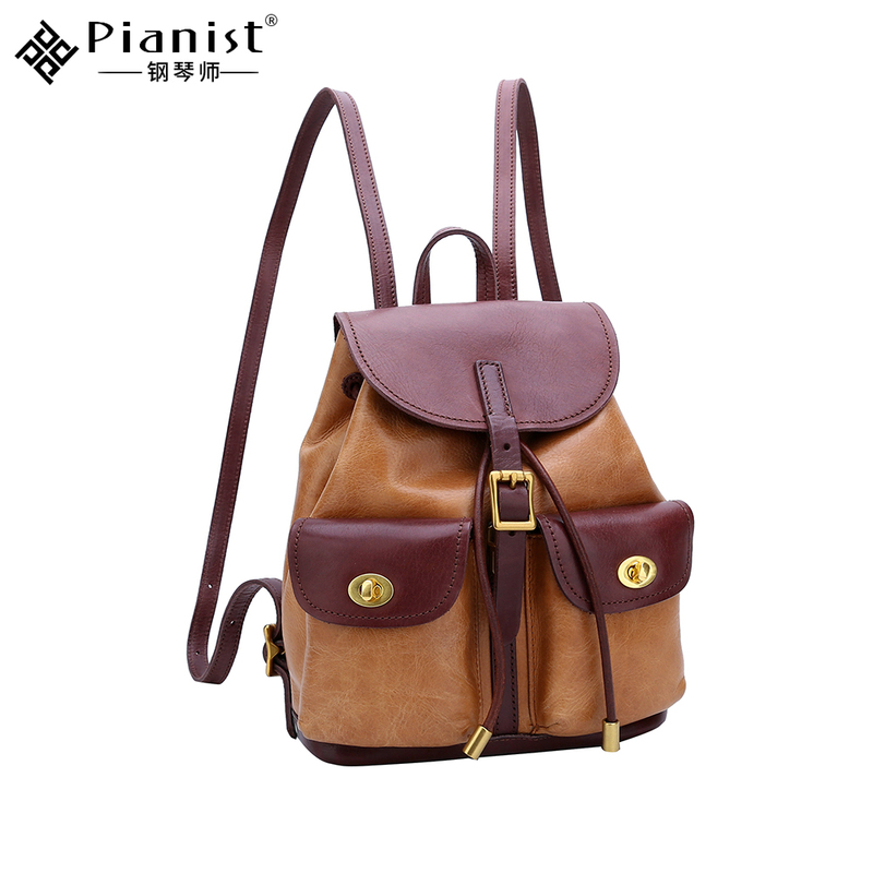 Genuine Leather Backpack for Women, Mini, This Year's New Style, Textured Cowhide, Small, Fashionable, Retro, Versatile Leather Women's Backpack