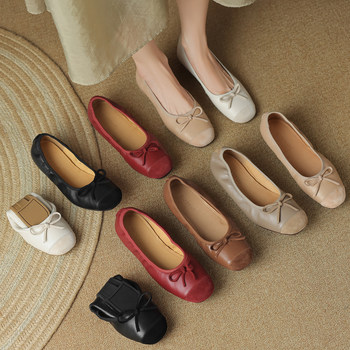 French soft sheepskin flat ballet shoes for women 2025 new spring and autumn round toe shallow mouth single shoes for one foot grandma shoes French soft sheepskin flat ballet shoes for women 2025 new spring and autumn round toe shallow mouth single shoes for one foot grandma shoes