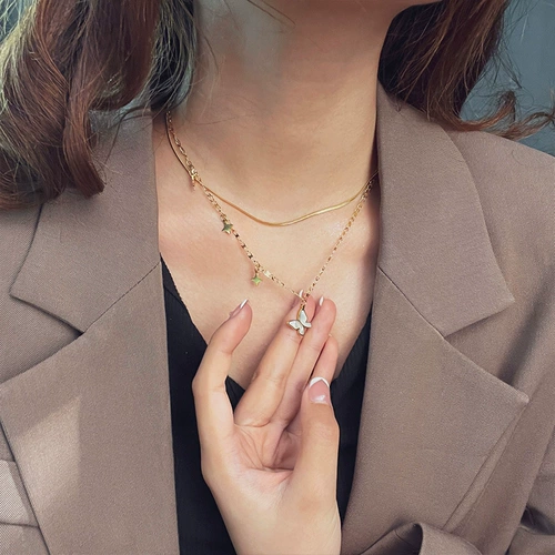 Ожерелье, цепочка до ключиц из нержавеющей стали, аксессуар, простой и элегантный дизайн, не выцветает, популярно в интернете