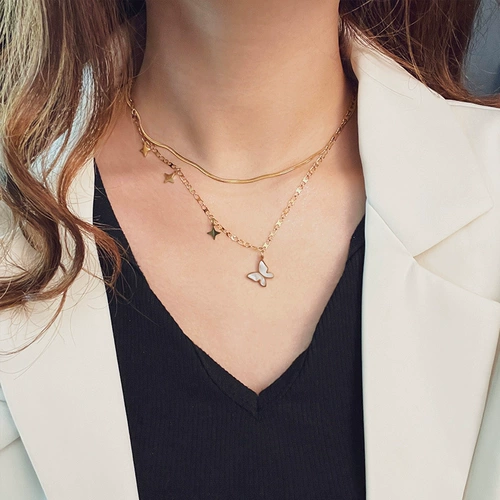 Ожерелье, цепочка до ключиц из нержавеющей стали, аксессуар, простой и элегантный дизайн, не выцветает, популярно в интернете