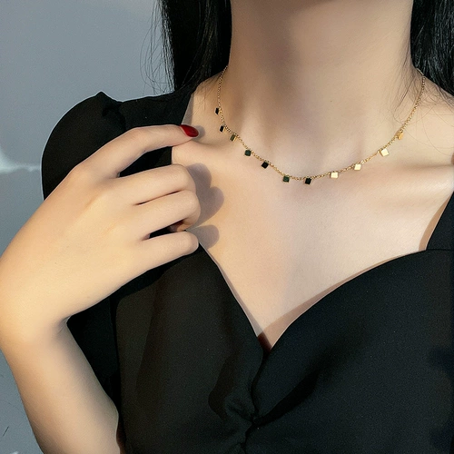 Дизайнерская цепочка до ключиц из нержавеющей стали, ожерелье, не выцветает, 2021 года, в корейском стиле, простой и элегантный дизайн