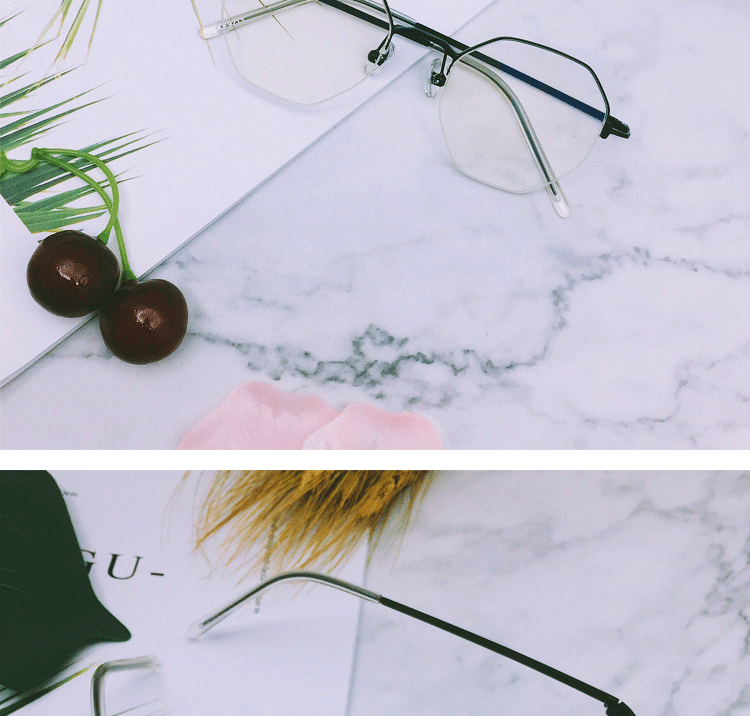 Phiên bản tiếng Hàn của phong cách retro mới của ulzzang đa giác lưới màu đỏ phần kính phụ nữ có độ kính mắt mèo