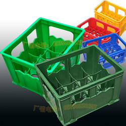 Thick 12-Pack 600ml Plastic Beer Crate Turnover Box with 24 Compartments for Milk Cups, Soda, and Cola, Available in Red, Green, Blue, and Yellow