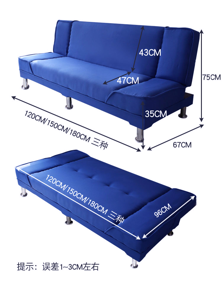 Các kép sử dụng mới có thể gập lại giường sofa thuê căn hộ nhỏ đơn hoặc kép đa chức năng phòng khách đơn giản sofa vải - Ghế sô pha ghế sofa gỗ