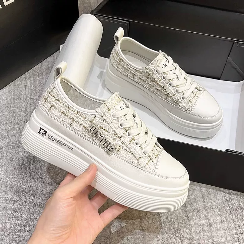 Белая обувь для отдыха, Гонконг, стиль Chanel, натуральная кожа