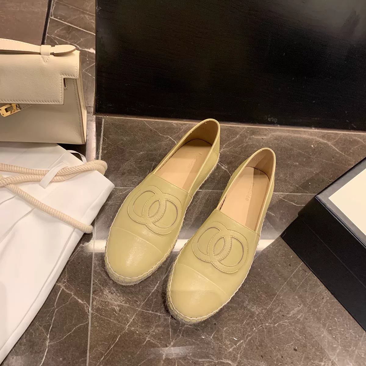 Ст straw universal loafers, Hong Kong, Chanel style, genuine leather