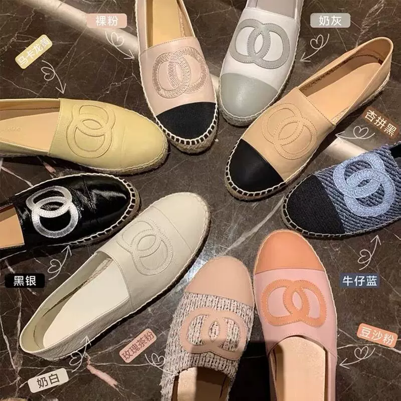 Ст straw universal loafers, Hong Kong, Chanel style, genuine leather