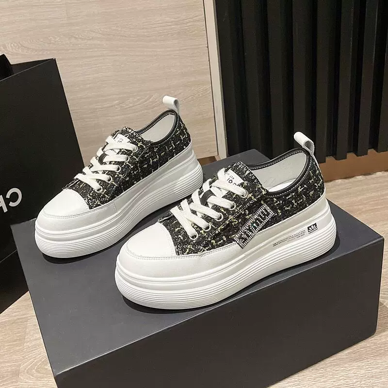 Белая обувь для отдыха, Гонконг, стиль Chanel, натуральная кожа
