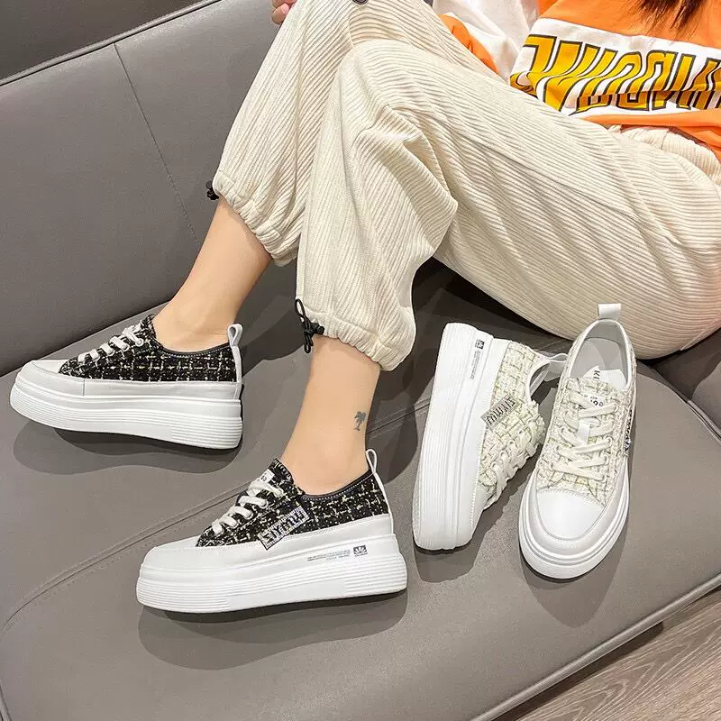 Белая обувь для отдыха, Гонконг, стиль Chanel, натуральная кожа