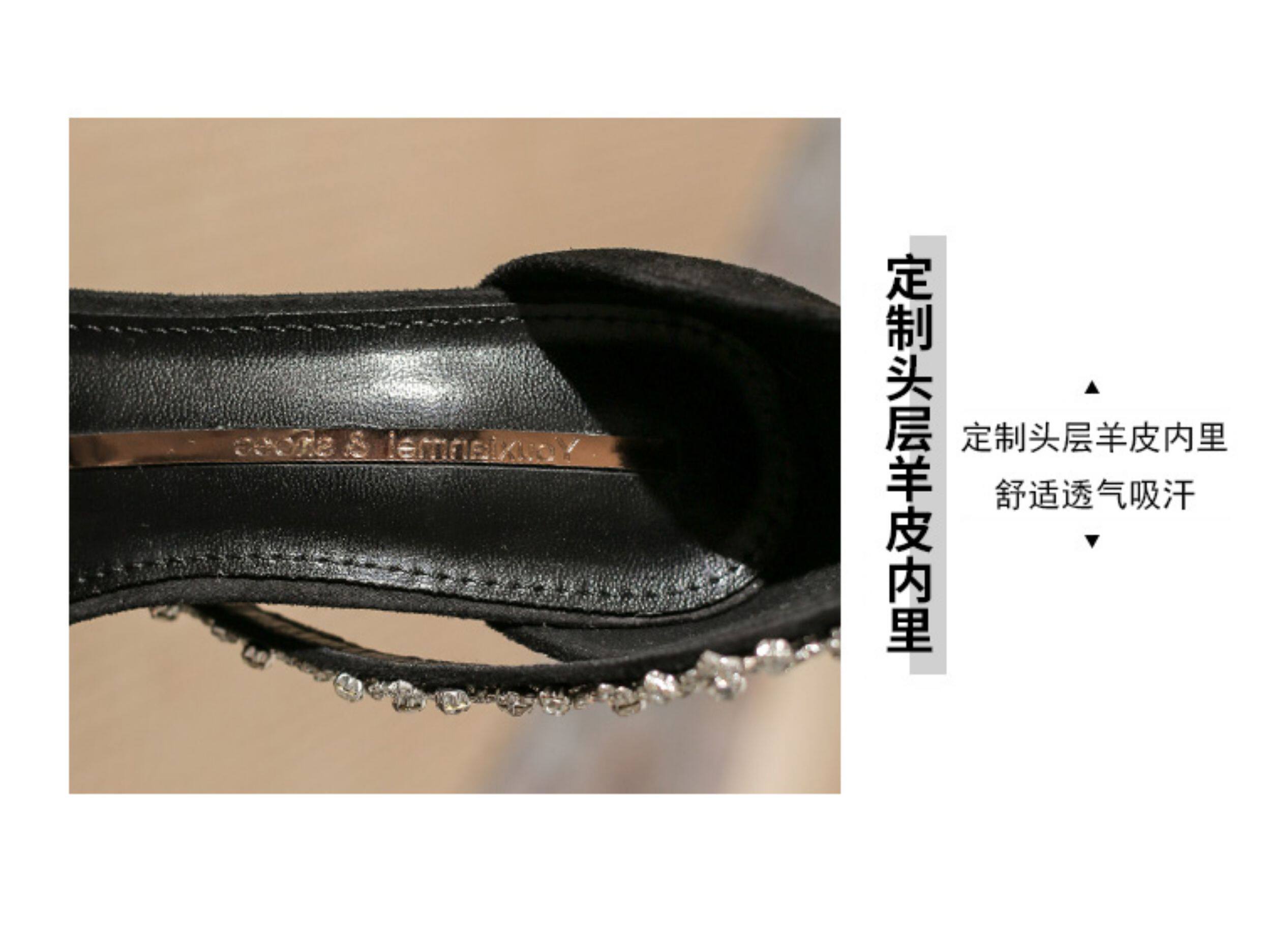 Летние босоножки, универсальные черные туфли на высоком каблуке с ремешком, Гонконг, 2025 года 叁里 