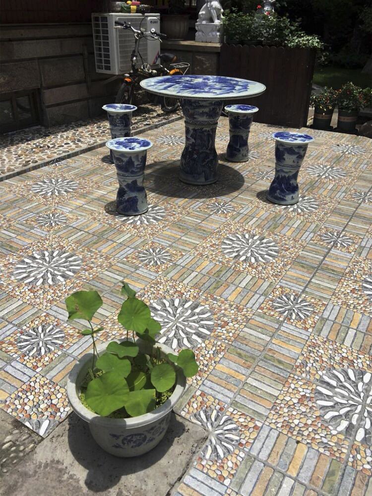 American garden floor tiles Matte outdoor terrace non-slip tiles Small yard cobblestone tiles Garden antifreeze floor