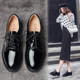 Small leather shoes women's autumn and winter British style winter flat bottom with skirt autumn plus velvet black soft bottom work shoes