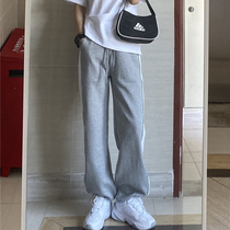  THREE12 summer new gray all-match drawstring casual pants