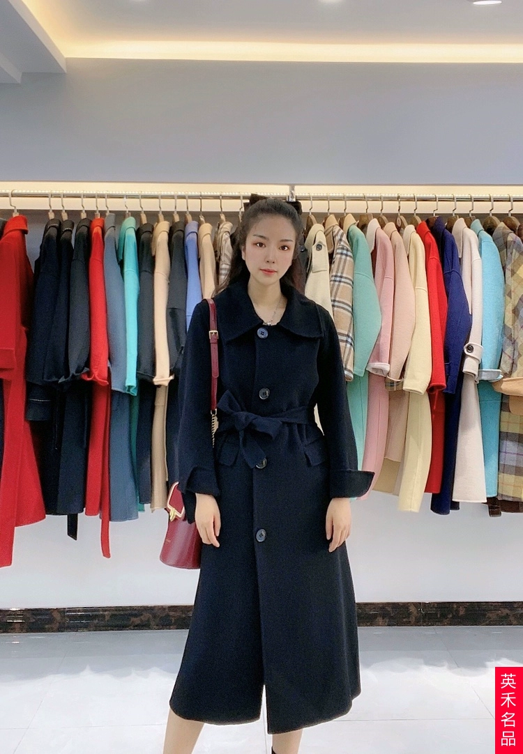 Áo khoác ngoài mùa hè 2020 của phụ nữ áo len cashmere dài tay giữa khe hở phiên bản lỏng lẻo áo khoác len đơn ngực - Trung bình và dài Coat