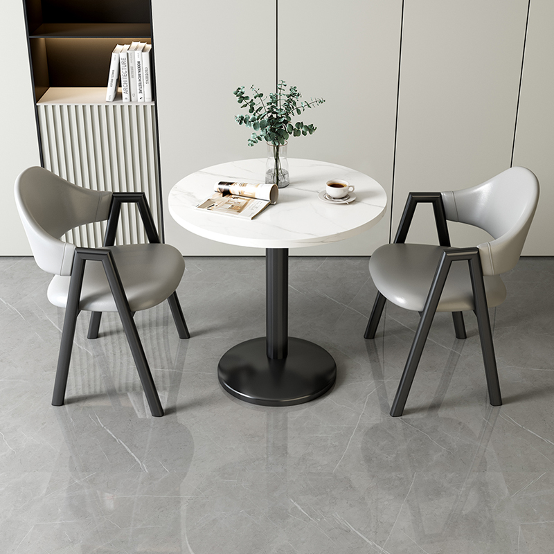Simple Small Apartment Reception and Negotiation Table and Chair Set, Suitable for Milk Tea and Coffee Shops, Dining Table, Balcony Small Round Table, Modern Leisure Style