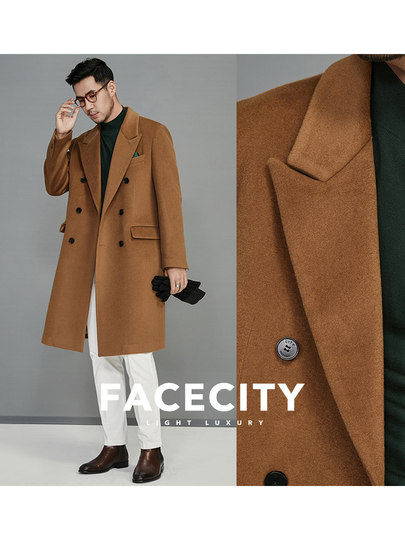 Double-breasted coat for men in autumn and winter new style woolen coat jacket for men medium and long
