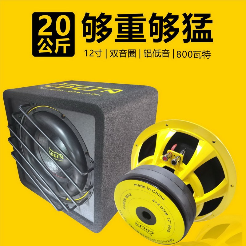 Gordon Car Active Subwoofer 12V Car Subwoofer High-Power Car Subwoofer 12inch Dual Voice Coil