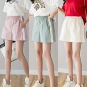 Quần short cotton và vải lanh nữ mùa hè 2019 mới quần rộng kích thước lớn cho nữ Quần cotton năm điểm quần âu nữ sinh viên quần short thể thao - Quần short