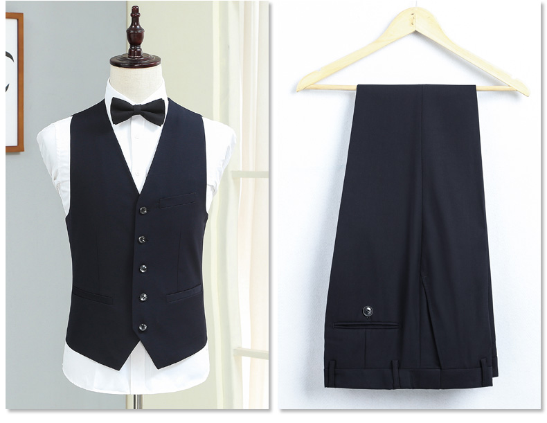 Bộ đồ vest nam phù hợp với bộ đồ ba mảnh Bộ đồ bó sát công sở áo vest nam trung niên