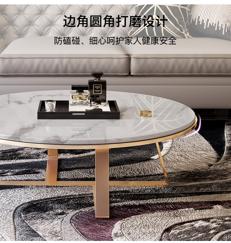 Ánh sáng Bắc Âu sang trọng đá cẩm thạch bàn cà phê bên đơn giản phòng khách hiện đại căn hộ nhỏ nội thất tròn bàn cà phê inox - Bàn trà bàn ghế sofa phòng khách nhỏ