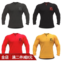 Muscle fitness POLO shirt mens brother sports T-shirt long-sleeved running training suit autumn and winter knitted bottoming shirt trend