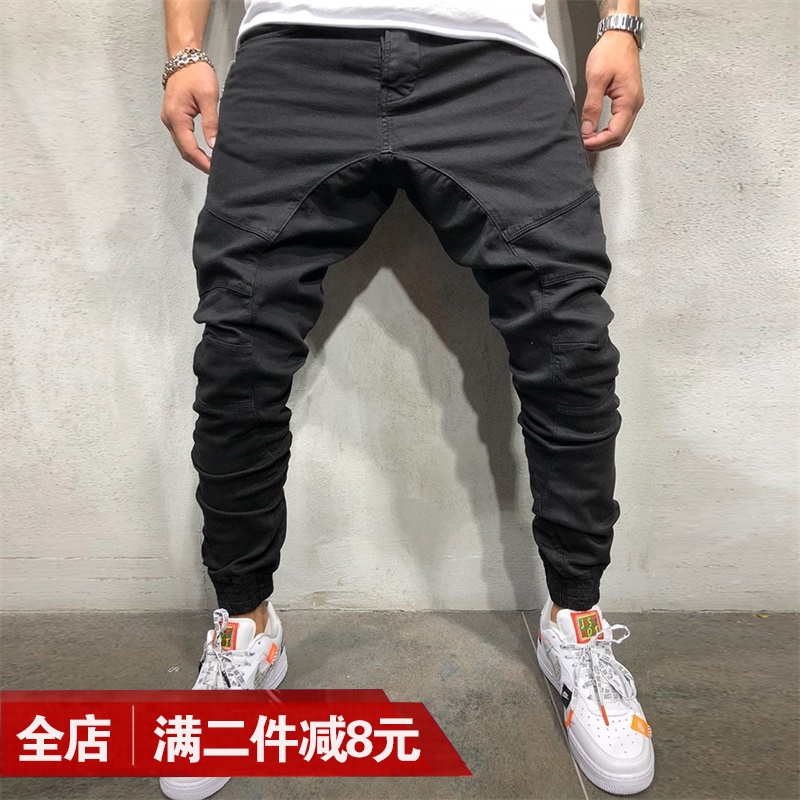 Muscle Tooling Pants Fall Loose Beam foot small foot Close-up Fitness Long Pants Training Sports Pants Men's Brother Tide