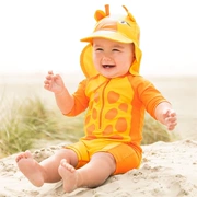 Quần áo trẻ em jojomamanbebe của Anh mua hàng thật cho bé trai và bé gái hươu cao cổ màu cam hình áo tắm một mảnh + mũ