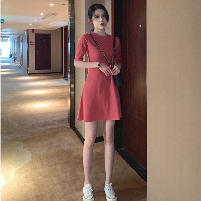 Art dress Korean style sweet and chili shaped shaped shape dress beautiful waist senior summer woman