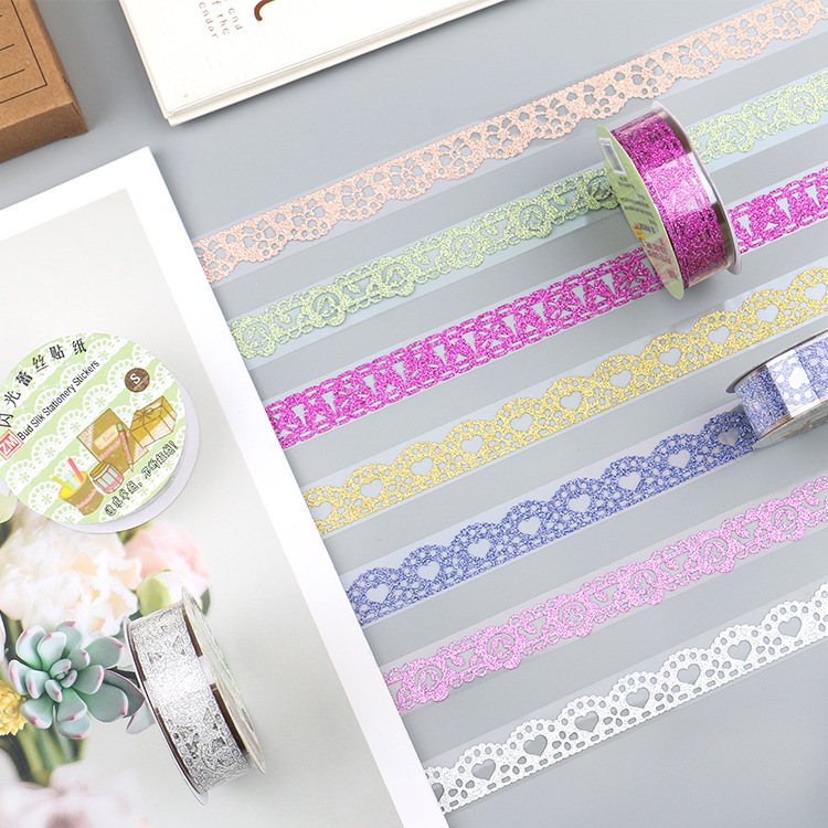 Flash Gold Powder Hollow Lace Tape Deposit Diary Handmade DIY Photo Collection Decoration and Paper Tape Tape Paper