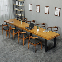 American desk large long table loft conference desk industrial table original wooden table long table iron long table