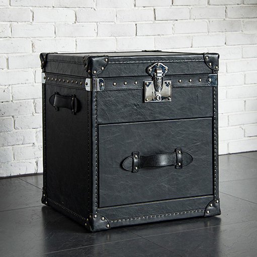 New products Custom OEI American Sofa Side Cabinets Creative Side Few Genuine Leather Corner A Few Retro Living Room Box lockers