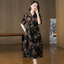 Authentic incense cloud yarn one-piece dress woman mid-length belt high-end large-brand heavy-pound genuine silk mulberry silk skirt 2022 summer