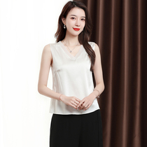 Eurogoods mulberry silk blouse sleeveless V collar genuine silk shirt female summer high-end fashion brief can be hitchy