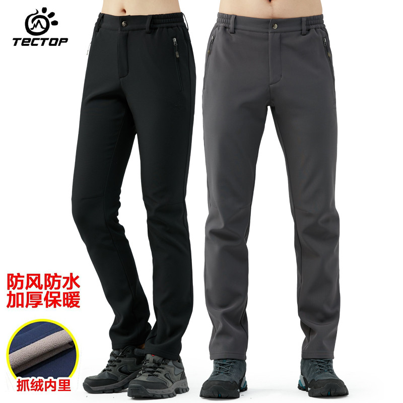 Exploring Outdoor Soft Shell Pants Autumn Winter New men and women Elastic Mountaineering Long Pants Casual Windproof Anti-Splash Water Warm Great Size