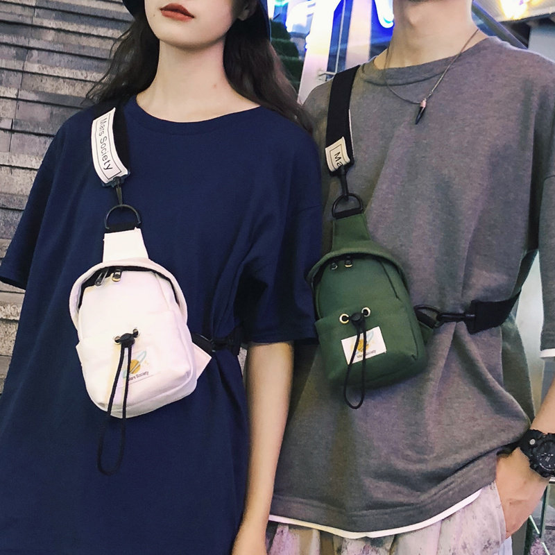Slip bag in tide bag bag female hip hop personality canvas single shoulder mini bag sports men's breast bag