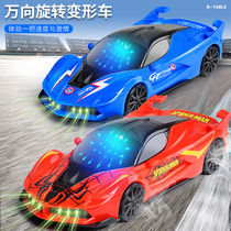 Electric universal rotating racing car police car boy toy trembles with deformed car Children sound and light music