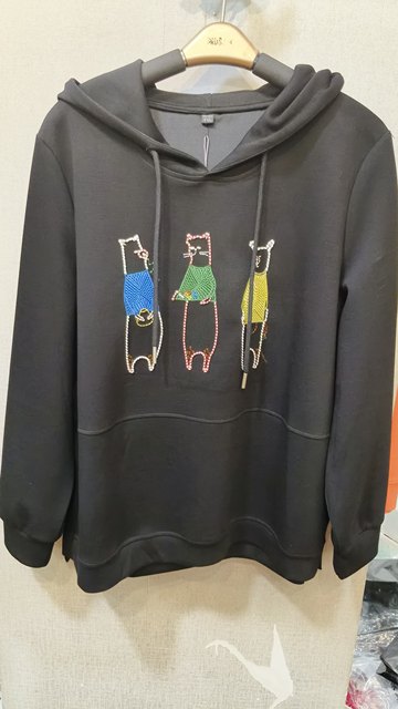 Purple Hibiscus Exclusive Genuine Product 2517 Model, Plus-Size, Fashionable, Casual, Loose-Fitting, Slimming, Stretchy Hooded Sweatshirt