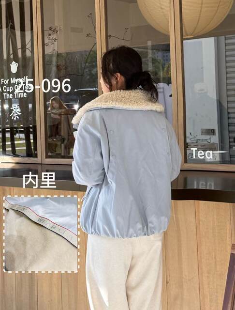 Yingmingqi counter genuine 096 model plus fat, enlarged, fashionable, casual, loose, flesh-covering, slimming, fur-collared style to overcome