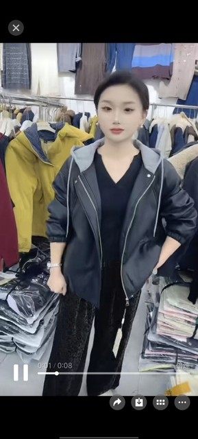 Xiangrui Genuine Product 25101 Model, Plus Size, Fashionable Casual Loose-Fitting Slimming Leather Jacket with Fleece Lining