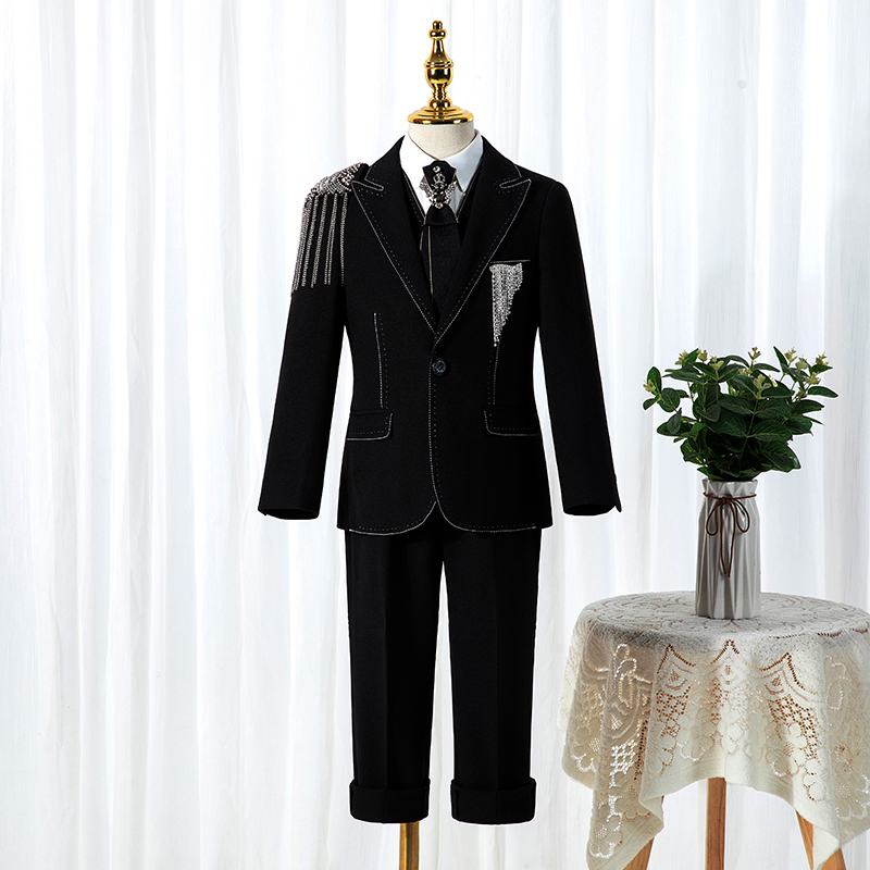 Kids suit suit boy dress catwalk tide dress flower boy small suit model host costume boys show costume