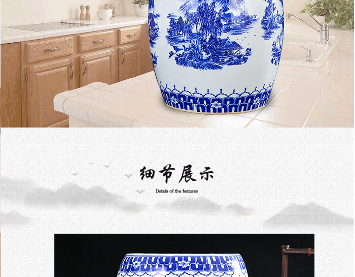 Jingdezhen ceramic barrel ricer box tank 20 jins 30 jins of 50 kg sealed storage tank with cover sealed container