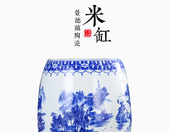 Jingdezhen ceramic barrel ricer box tank 20 jins 30 jins of 50 kg sealed storage tank with cover sealed container